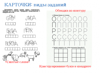 Виды заданий дидактических карточек для дошкольников